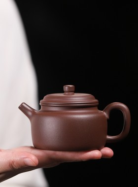 大亨德钟壶160cc 宜兴紫砂壶原矿紫泥小品全纯手工泡茶壶球孔茶具