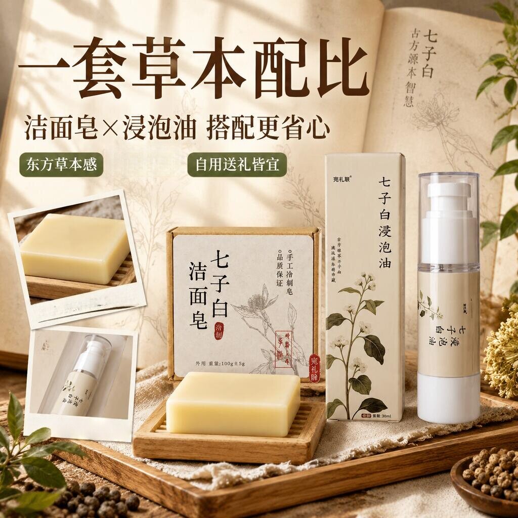 七子白洁面皂手工冷制皂