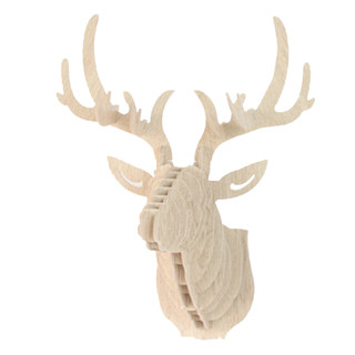 极速3D Wooden DIY Animal Deer Head Art Model Home Office Wal