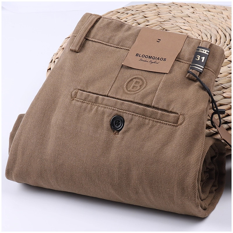 法国高端品牌咖啡色休闲裤男士修身直筒秋冬季厚款长裤子2025新款