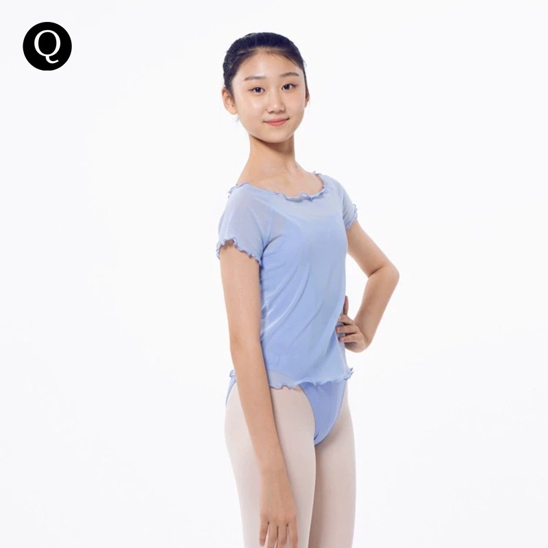 短袖弹力纱衣青青之舞练功服夏季