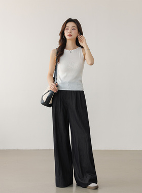 CLUB NEWS春季圆领条纹针织背心百搭减龄显瘦打底针织上衣