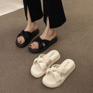 厚底一字外出沙滩凉拖 仙女风软底拖鞋 外穿女夏季 新款 时尚
