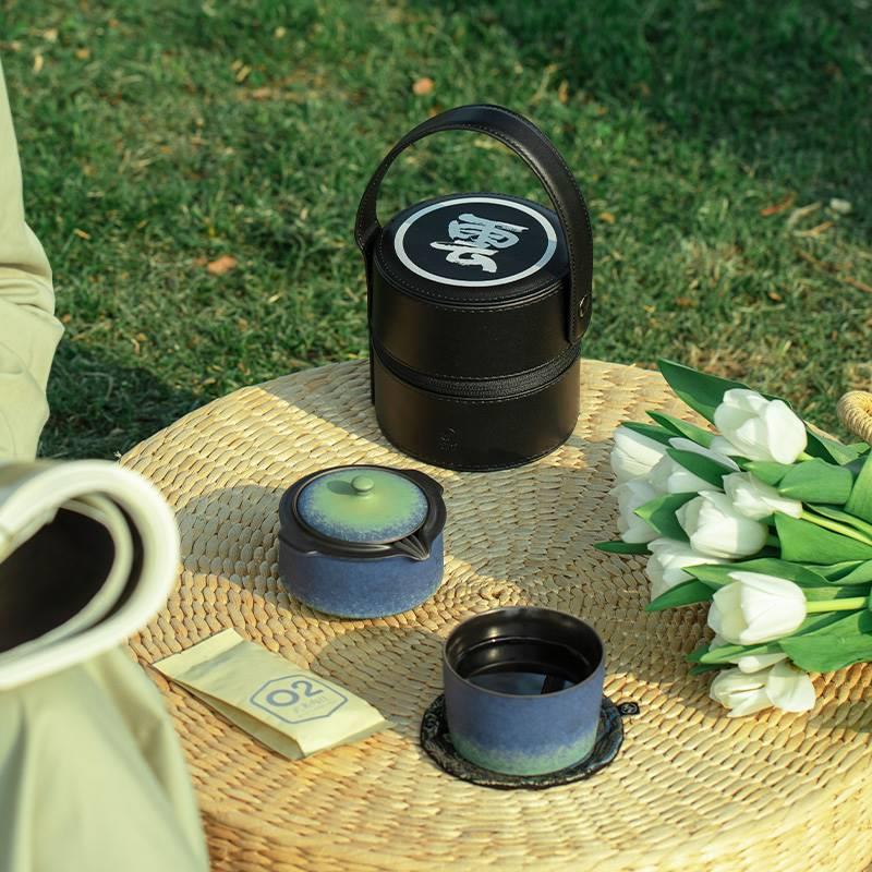 万仟堂便携式茶具旅行套装户外露营随身便携式茶具套装天时地利