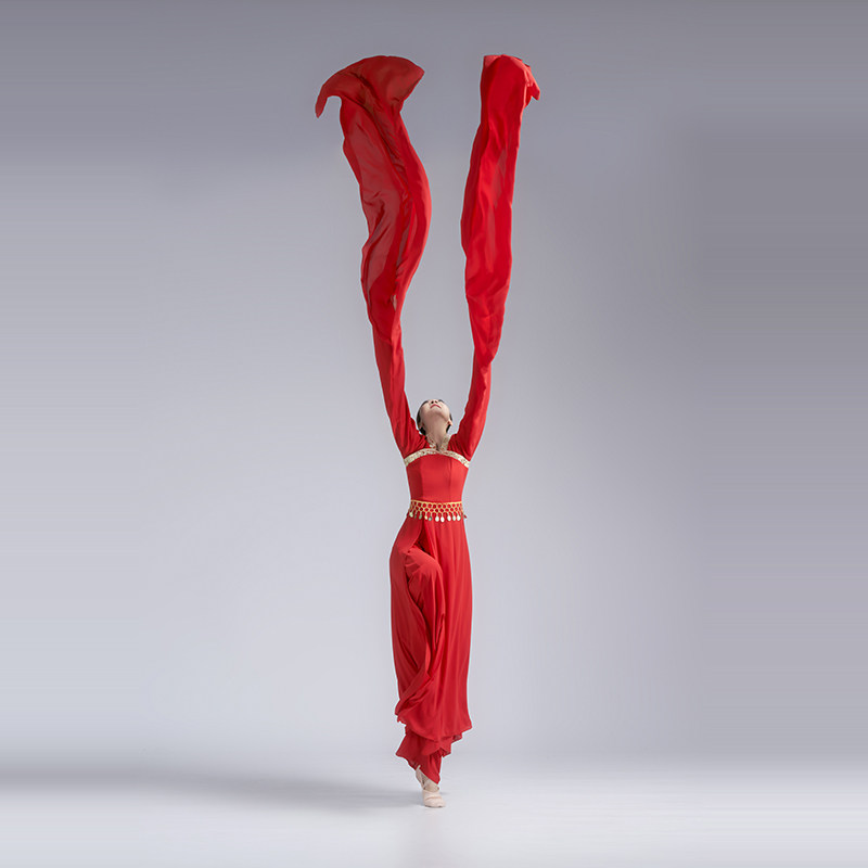 古典舞水袖舞蹈服甩袖舞蹈服装一梦惊鸿舞服装红色水袖演出服古风