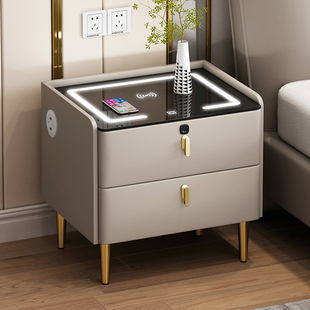 CBD智能床头柜无线充电现代简约实木网红主卧室多功能