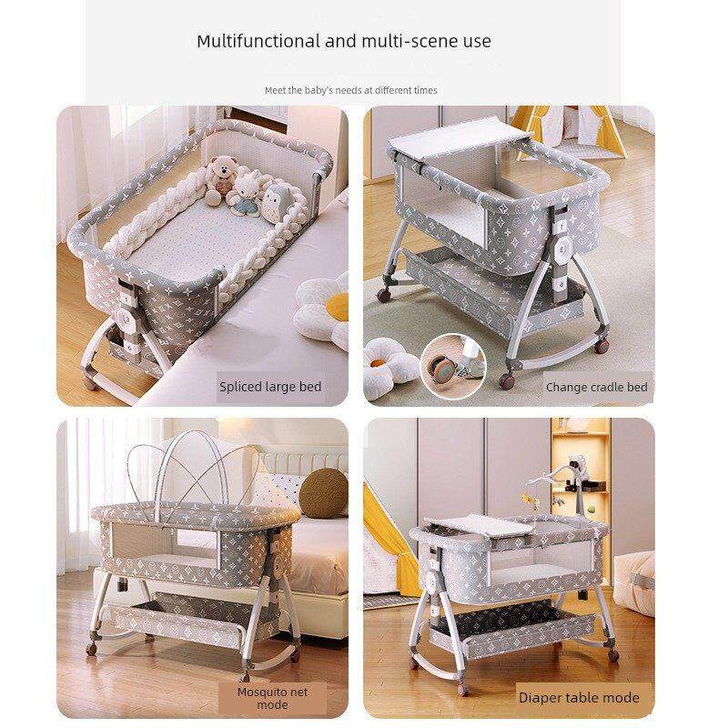 婴儿床拼接大床新生儿Bb床可折叠便携式移动可调节尿布桌摇篮床