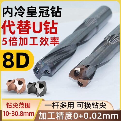 世工皇冠钻头刀杆8D倍内冷暴力U钻GHZG01剑齿钻刀片铲钻深孔钻
