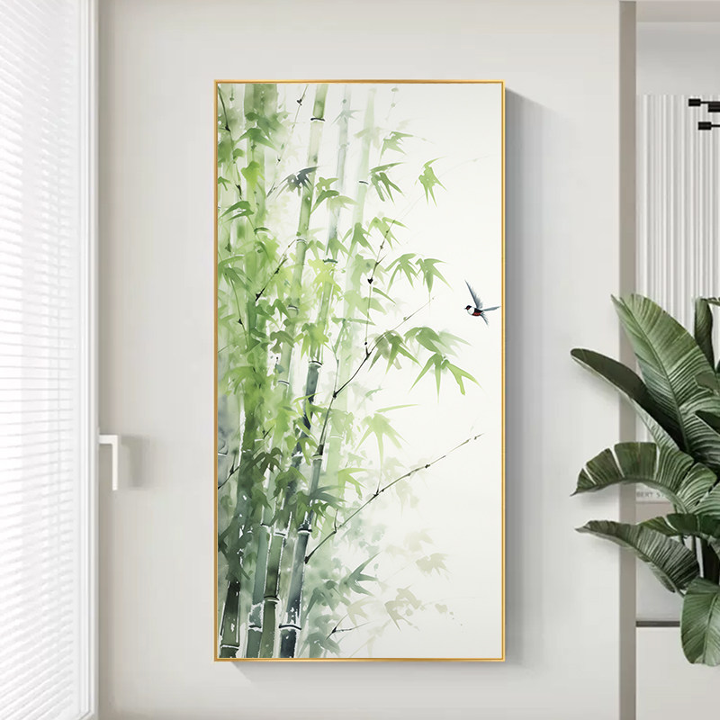 新中式竹子竹报平安玄关装饰画客厅茶室书房墙壁画2025款过道挂画