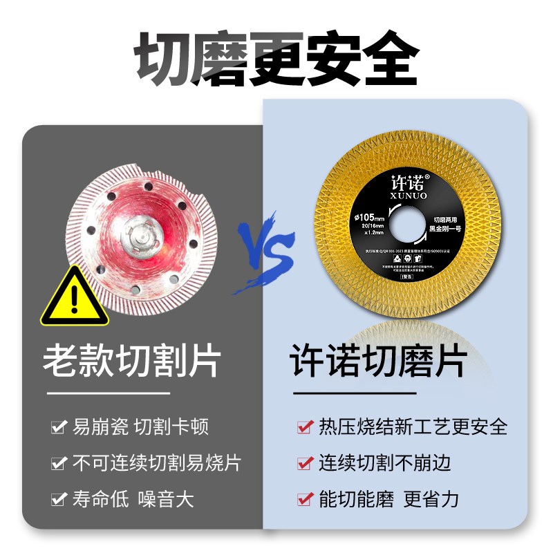 热销瓷砖切割片陶瓷岩板打磨锯片角磨机切磨专用不崩边黑金刚砂磨