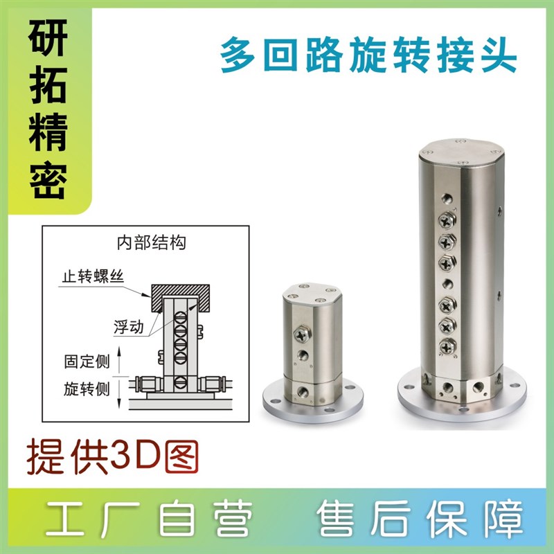 热销研拓多回路旋转接头RJF-M5/6A 4路/6路/8路高精度经济型岐管