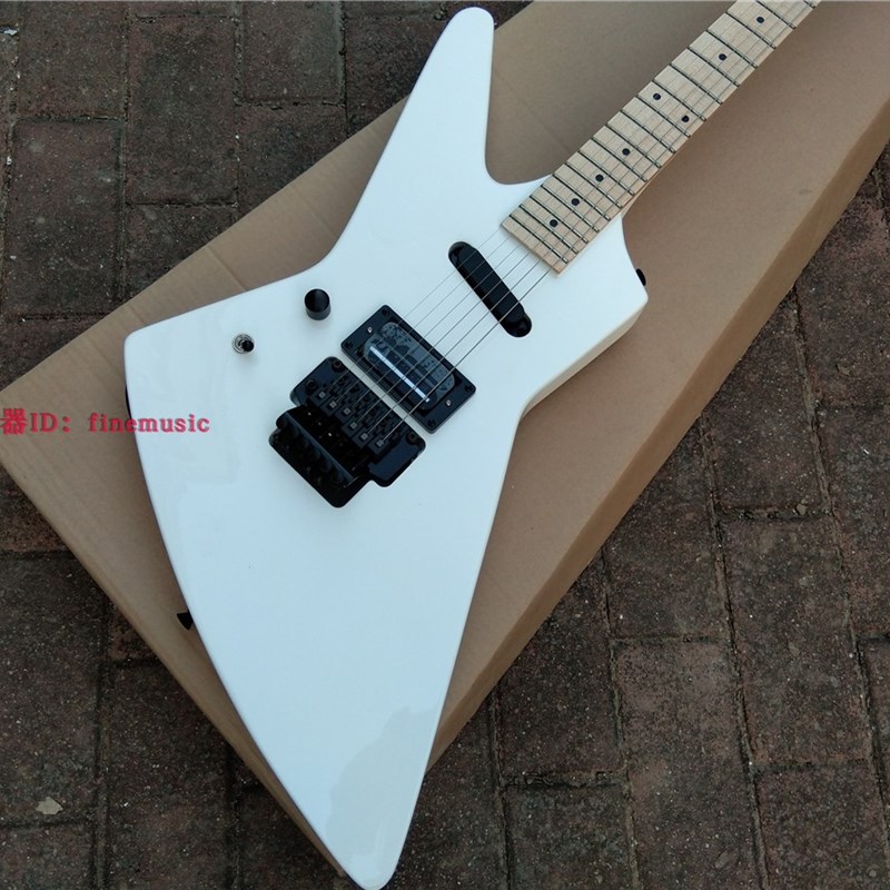 网红白色左手异形电吉他left-hand double wave electric guitar