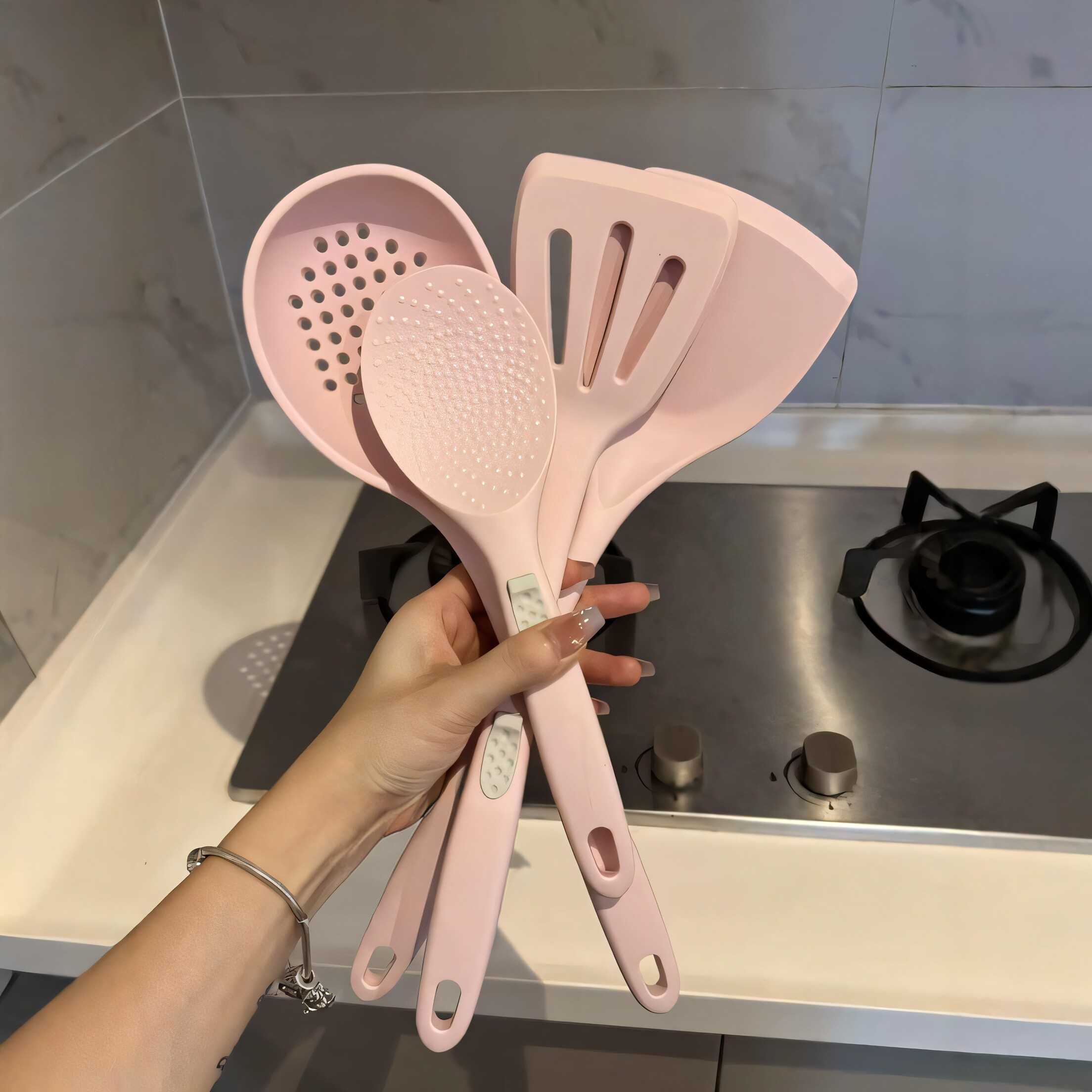 少女粉硅胶锅铲不粘锅耐高温