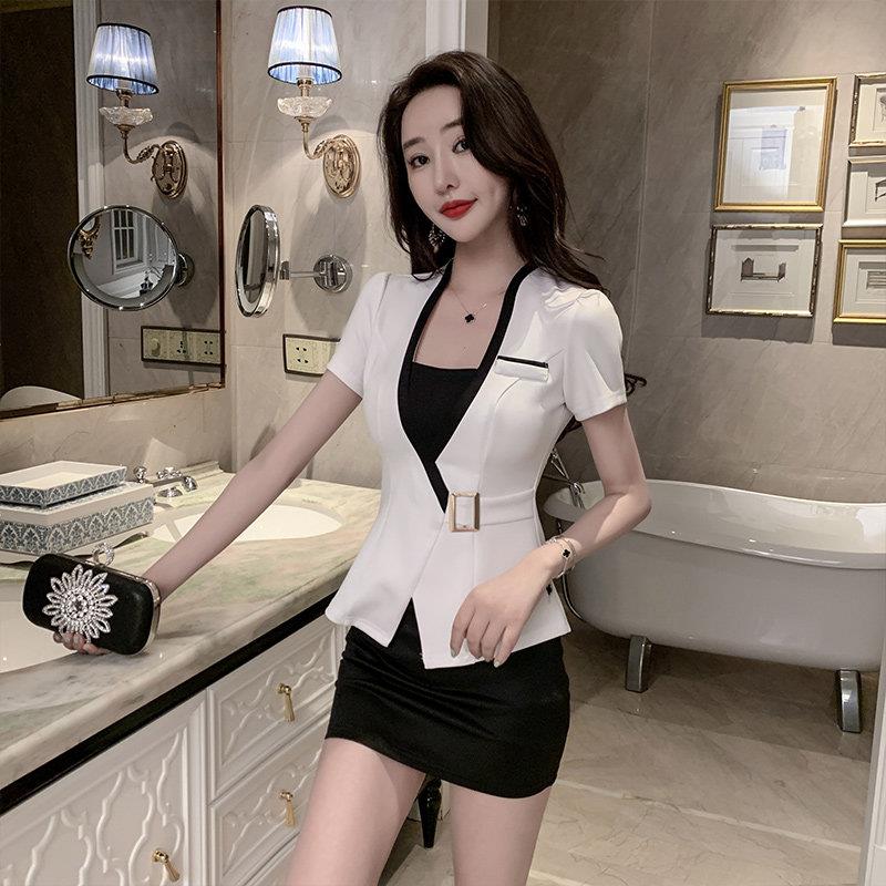 足疗技师工作服女气质高端酒店前台收腰显瘦套装裙美容院养生工装