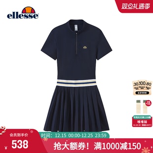 长拉链短袖 连衣裙女柔软修身 网球百褶裙 新品 ellesse小贝壳25秋季