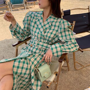 Breasted Blazer 速发Spring Lace Plaid Single Women Oversized