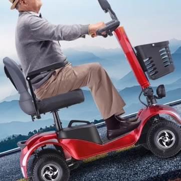 老人四轮代步车老年人家用电动车残疾双人小型代步车可折叠助力车