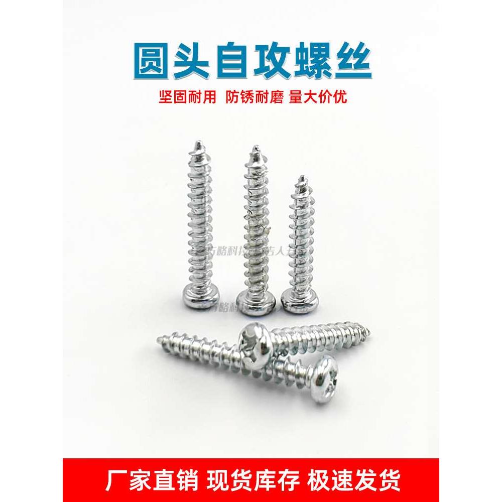 圆头自攻螺丝钉 粗牙螺丝钉 广告字专用螺丝圆形电镀加硬螺纹螺钉