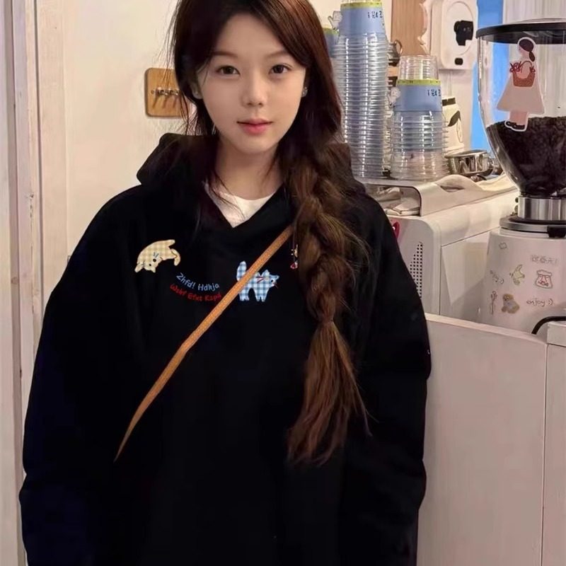 重磅纯棉卫衣女2025新款爆款秋冬加绒厚连帽oversize美式高街宽松 - 陈倪妮出品