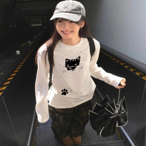 纯棉长袖t恤女秋冬季上衣打底衫