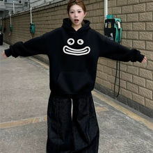 秋冬加绒加厚纯棉卫衣女2025新款重磅黑色连帽美式高街宽松帽衫潮