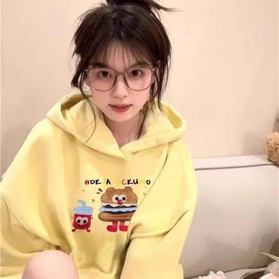 纯棉连帽卫衣女新款秋冬加绒加厚