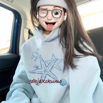 秋冬加绒加厚连帽卫衣女小个子