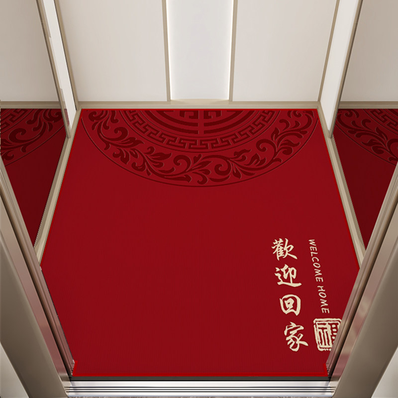 电梯轿厢地垫专用定制喜庆新年可擦洗防滑高级别墅新款入户门地垫图片