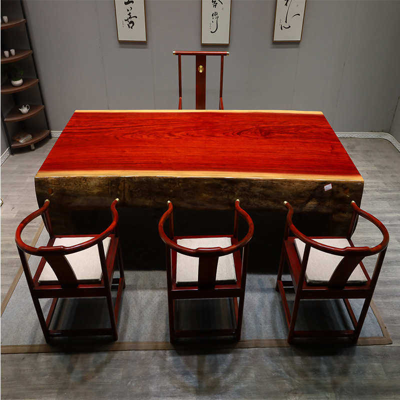 红花梨大板现货茶桌茶几实木书桌台办公会议中式整块餐桌茶新原木