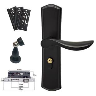 简约黑色门锁房门锁具卧室实木门锁家用静音门锁室内通用型门把手