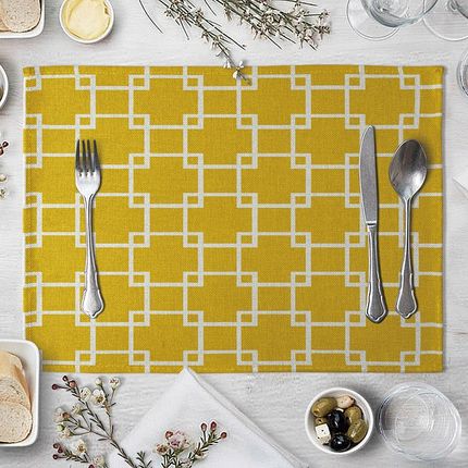 极速Yellow Black Geometric Pattern Table Mat Creative Table