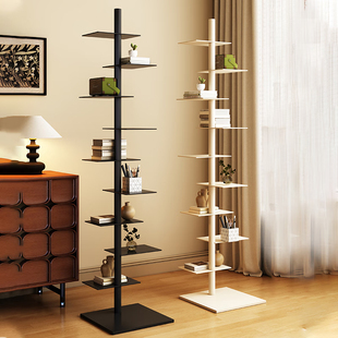 旋转书架落地铁艺转角置物架家用简易立式展示架儿童钢制隐形书柜