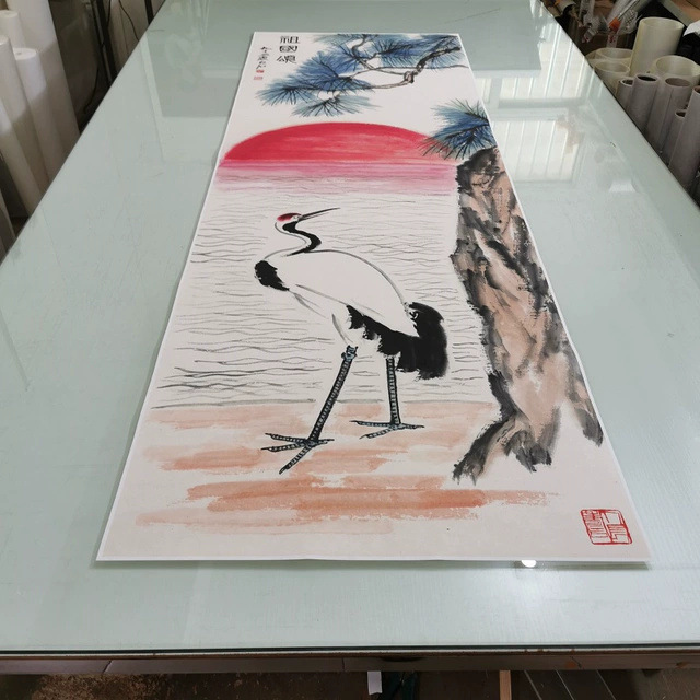 齐白石国画 祖国颂 复古书画真迹微喷仿古画芯装裱挂轴玄关装饰画