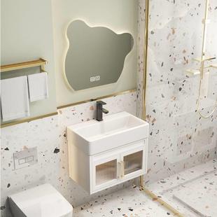 挂墙式 超窄小户型加厚太空铝浴室柜组合套装 CM侧边收纳小熊镜子