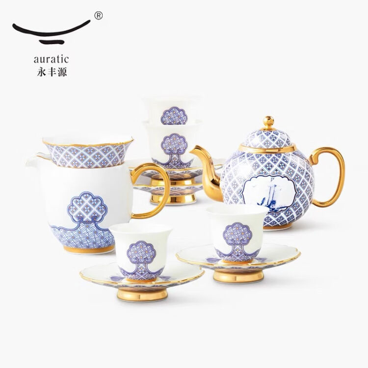 四海升平12头/17头功夫茶具陶瓷茶壶茶杯套柺杖龙潭飞瀑控制食量