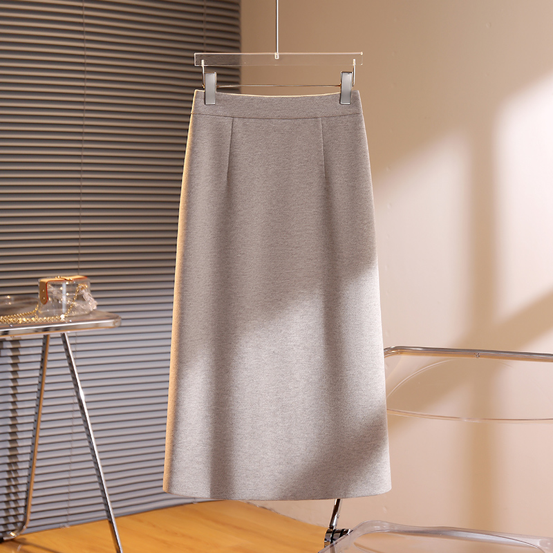 毛呢包臀裙子女冬季2025新款高腰加厚显瘦a字中长款一步直筒冬裙