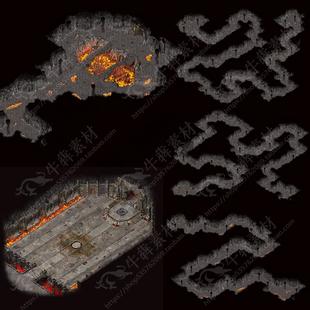 传传奇地图素材火龙洞 地砖地图奇经典版火龙1-5层 高清地砖