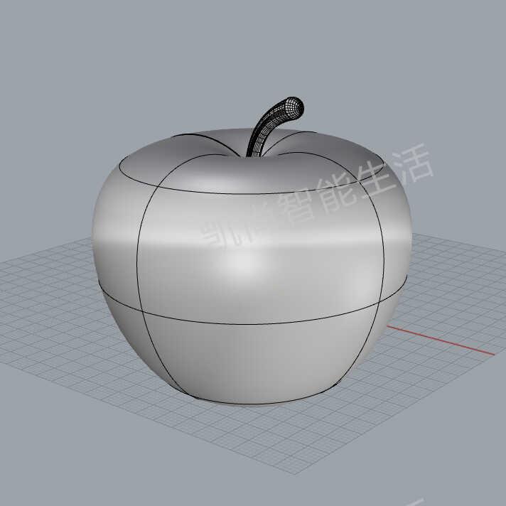 苹果水果 犀牛3D模型建模渲染rhino/C4D/3Dmax/maya素材obj/stl