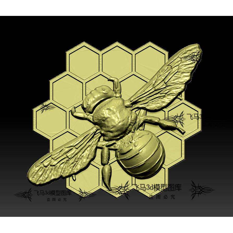 蜜蜂昆虫浮雕精雕图jdp灰度图bmp雕刻3d打印模型stl平雕obj三维