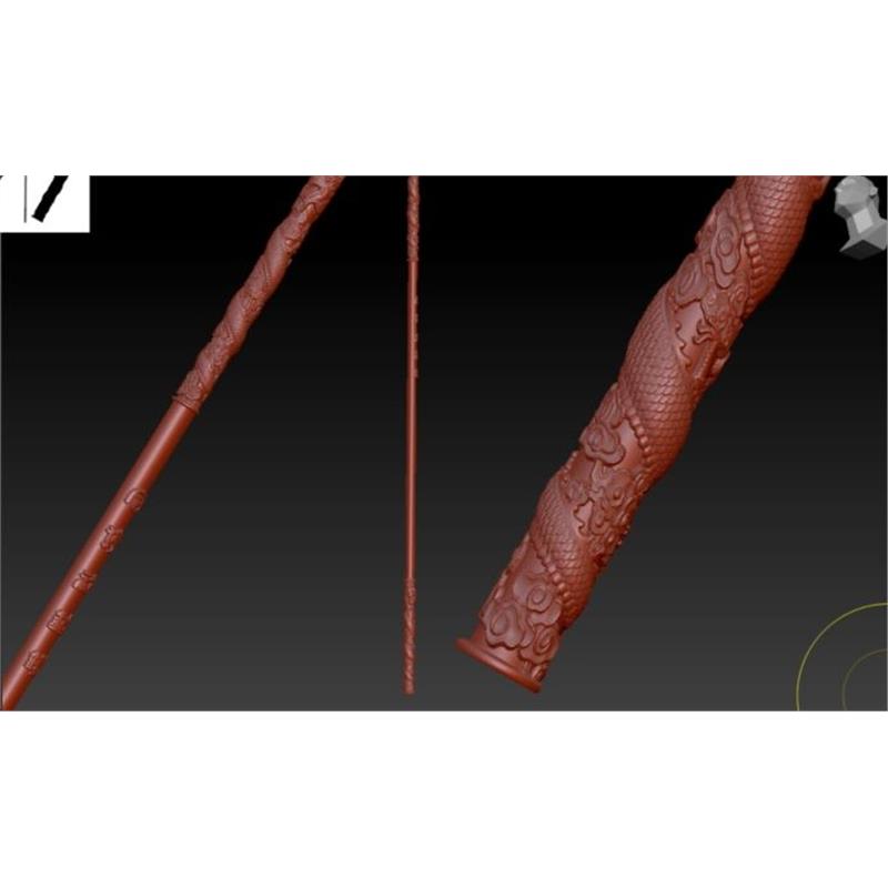立体图3D模型打印扫描stl/obj四轴圆雕木雕定海神针铁如意金箍棒