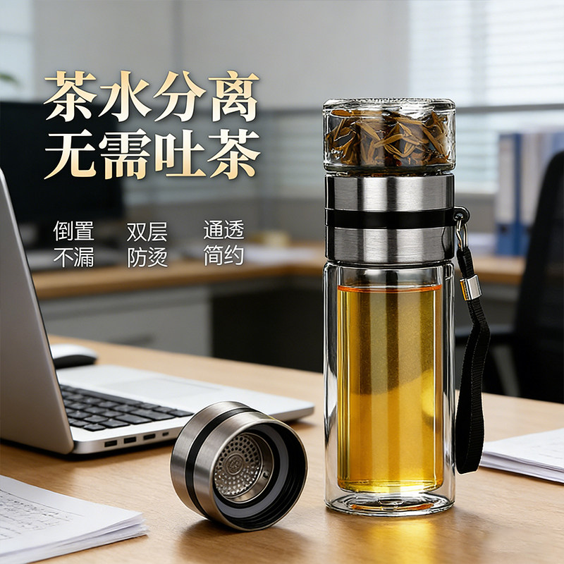 双层玻璃杯耐热防爆耐高温防摔食品级隔热高硼硅高端男士泡茶加厚,餐饮具,玻璃杯,淘宝优惠券,粉丝福利购,淘宝优惠卷