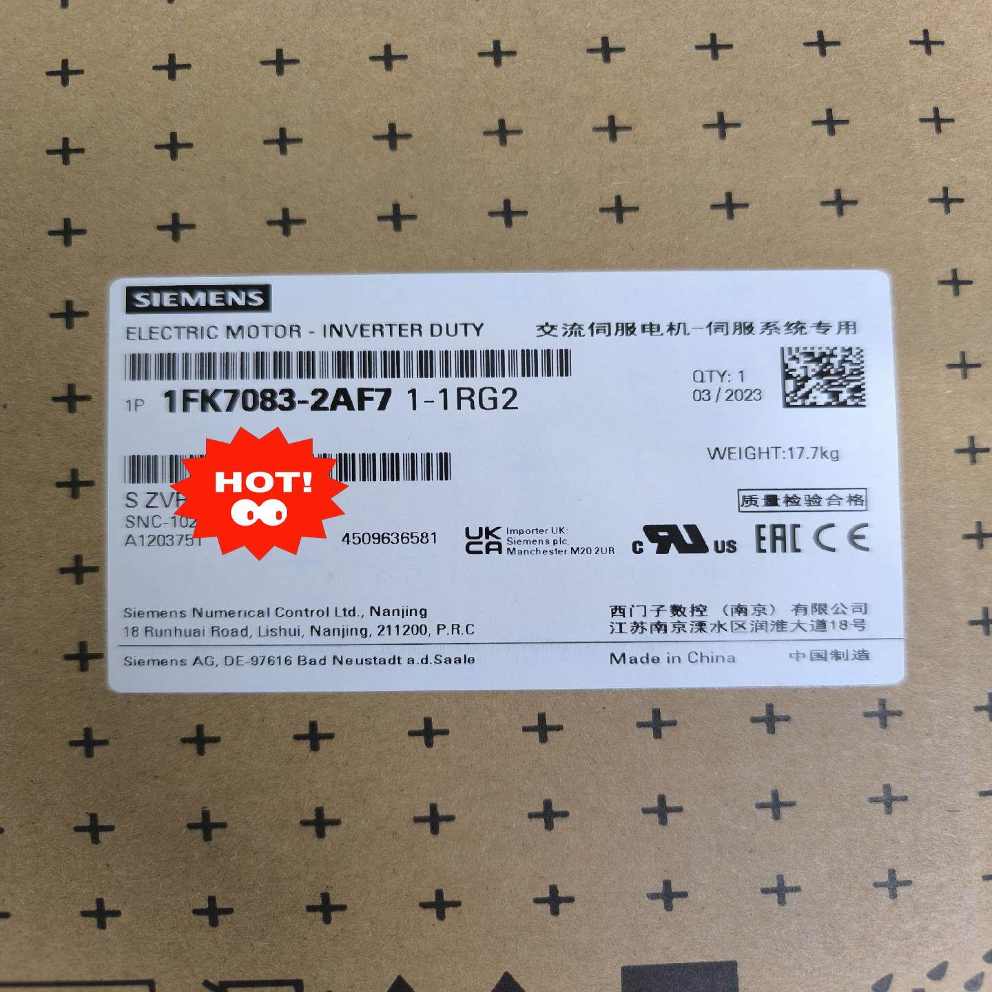 【议价】1FK7083-2AF71-1RG2西门子电机