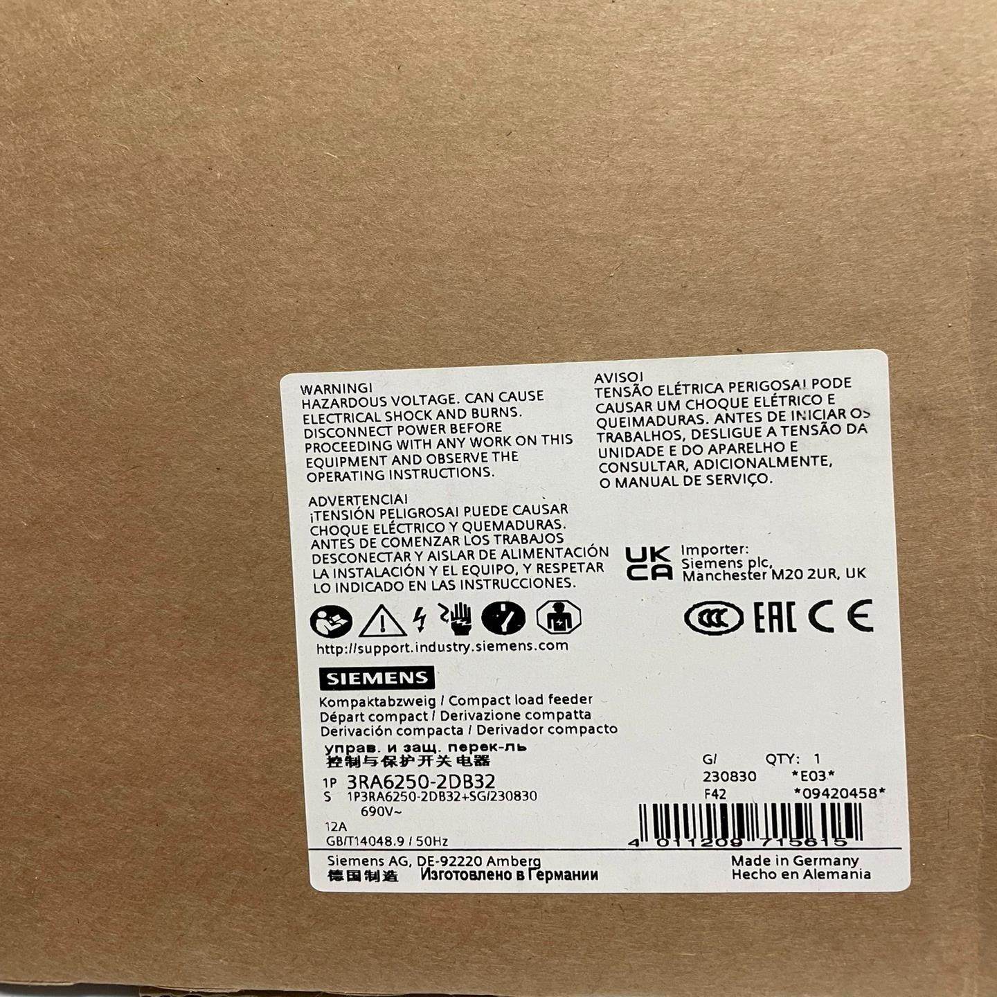 【议价】3RA6250-2DB32  SIRIUS 紧凑型负荷馈线