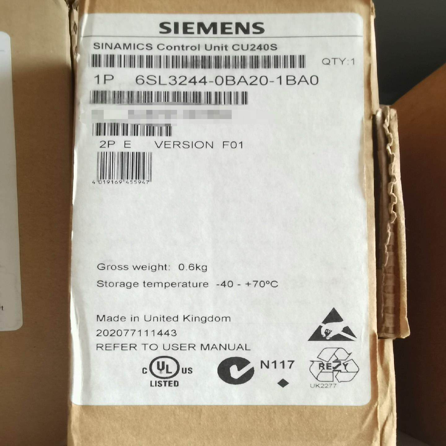 【议价】西门子6SL3244-0BA20-1BA0全新现货