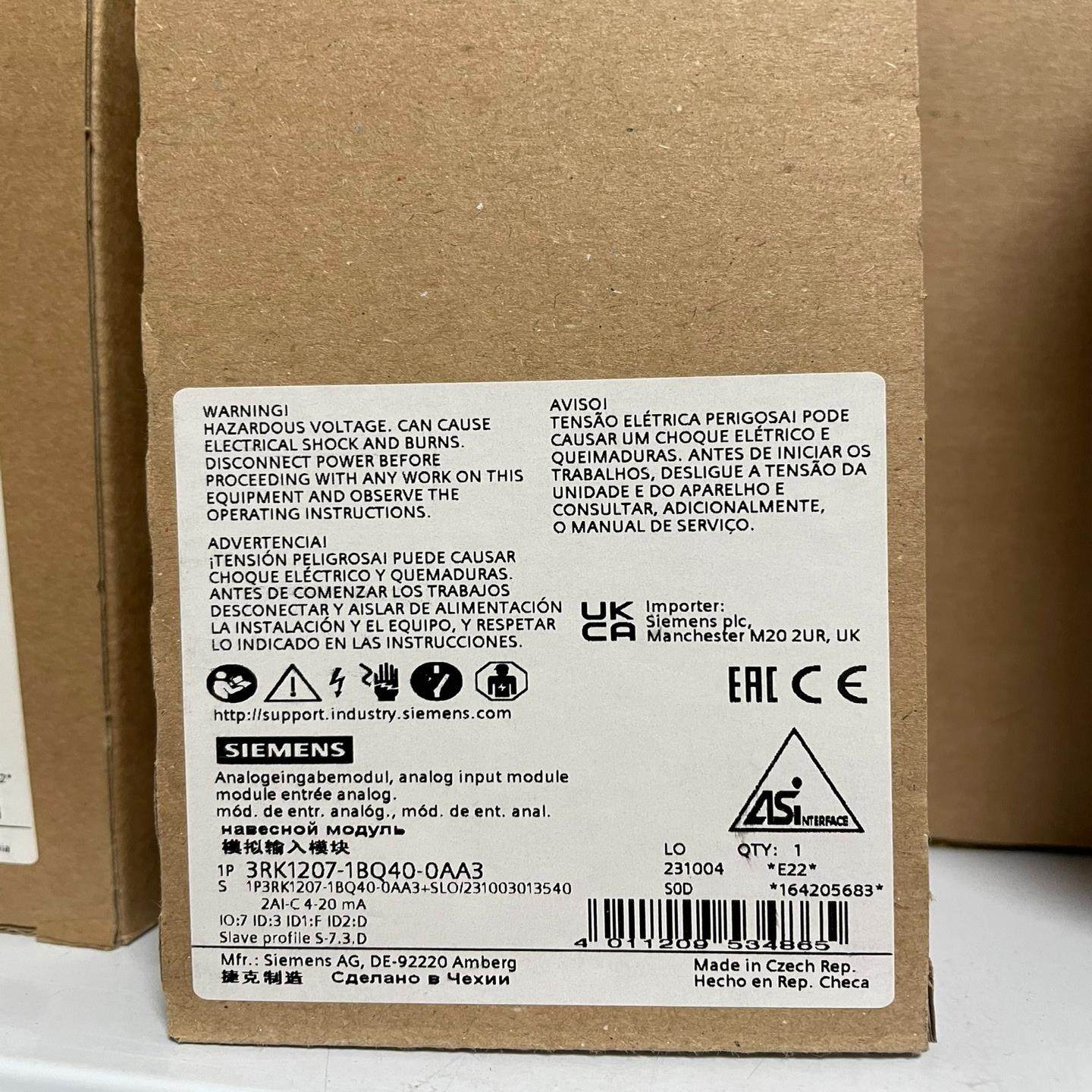 【议价】3RK1207-1BQ40-0AA3  模拟型 AS-i 紧