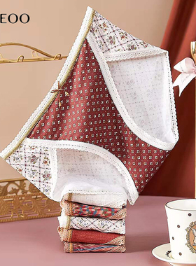 秘语女士内裤万花筒薄款抗菌包臀无痕蕾丝中腰高开叉三角裤61962