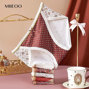 61962 抗菌包臀无痕蕾丝中腰高开叉三角裤 秘语女士内裤 万花筒薄款