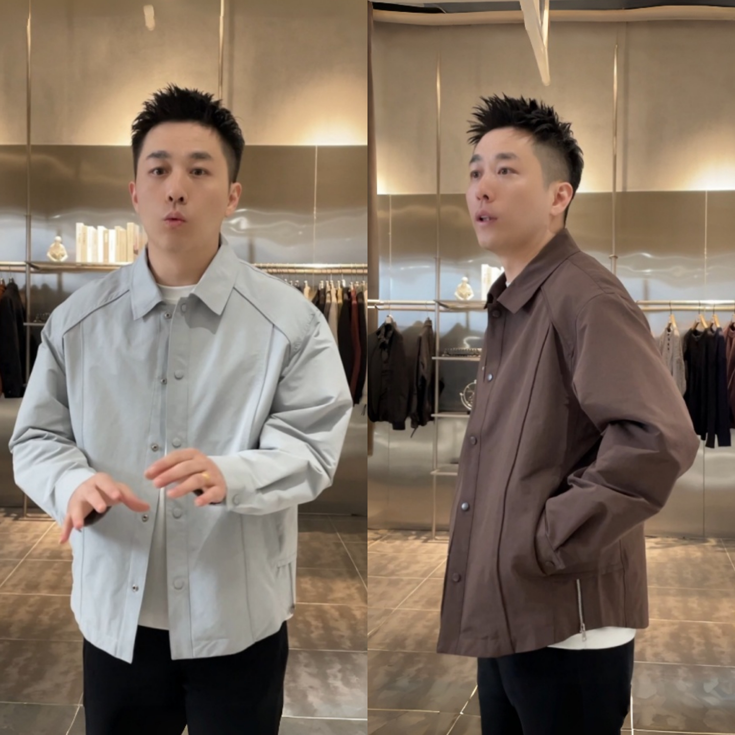 春季美式时尚简约按扣翻领夹克男士高级感百搭休闲外套时尚工装风