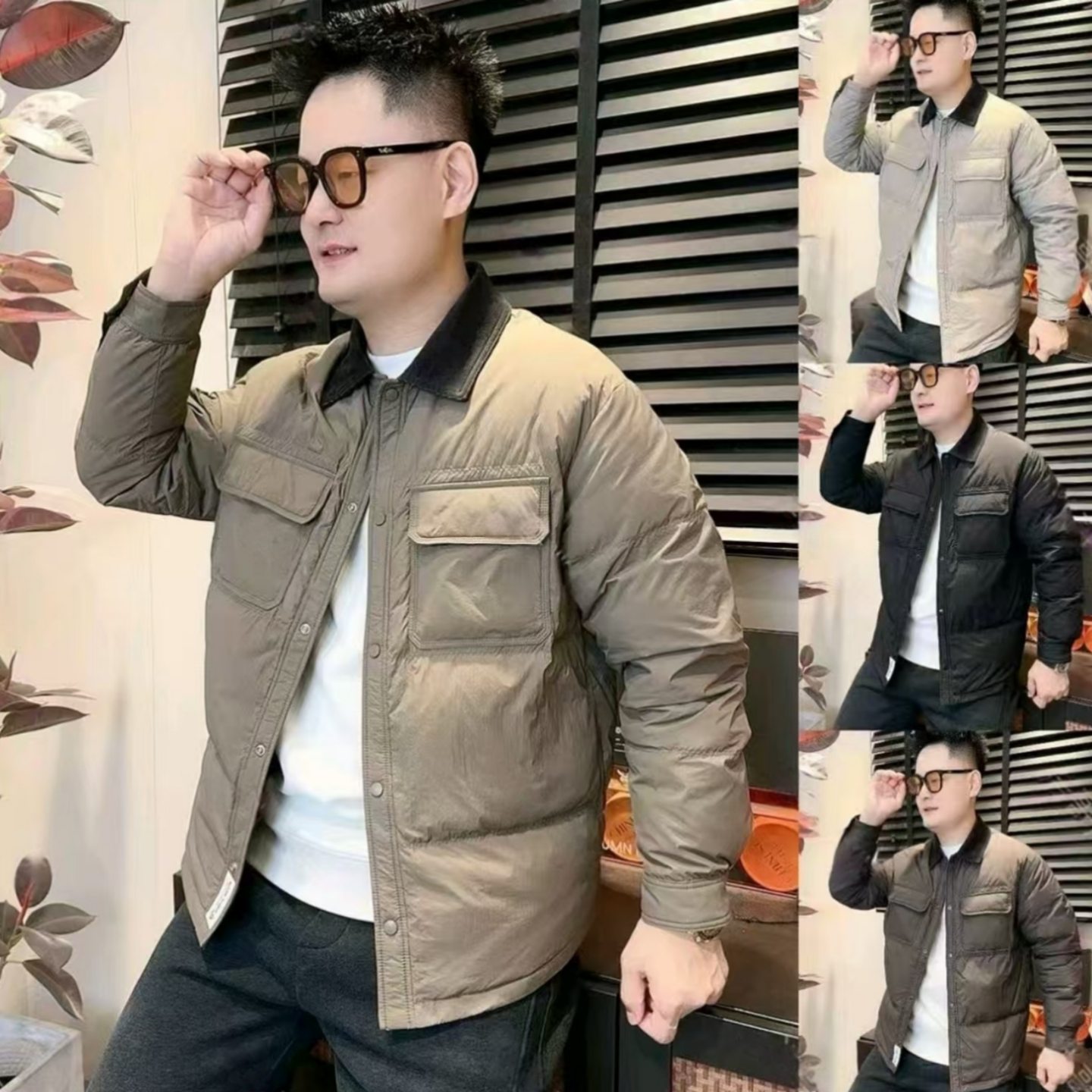 冬季新款翻领棉服男士时尚高级感