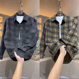 简约百搭经典 时尚 格纹长袖 衬衫 秋季 气质休闲潮流复古男女同款 爆款